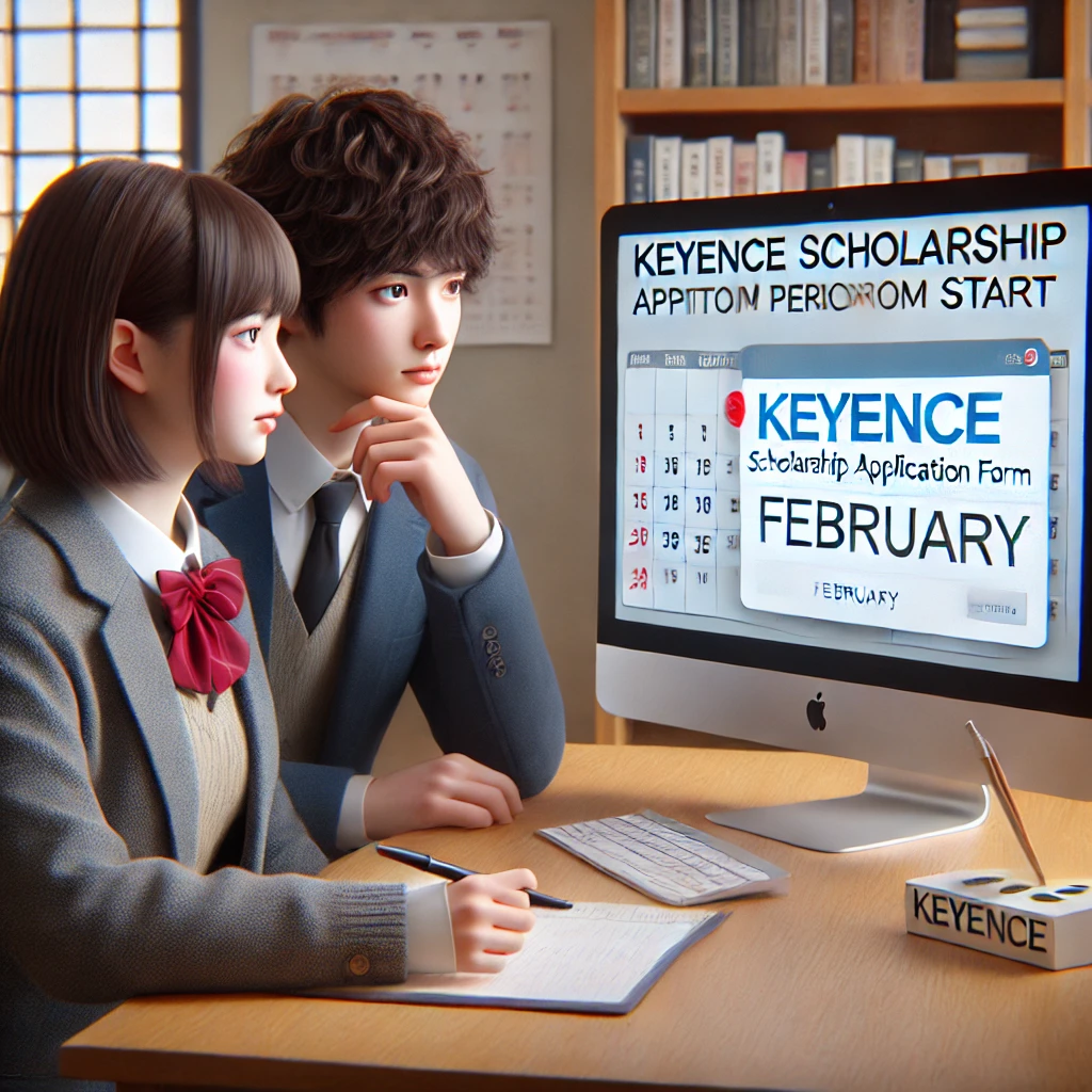 A-Japanese-university-student-both-male-and-female-sitting-at-a-desk-with-a-calendar-showing-February.-They-are-looking-at-a-computer-screen-with-th.webp